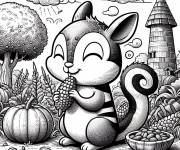 Coloriage Ecureuil aime les noix en maternelle