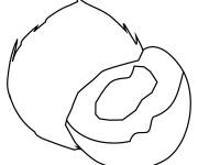 Coloriage Emoji Noix de coco en noir et blanc