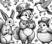 Coloriage Les animaux aiment les Noix