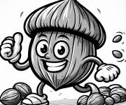 Coloriage Noix de coco avec visage dr&ocirc;le
