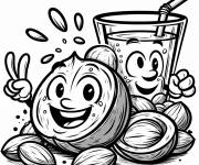 Coloriage Noix et jus pour enfants