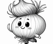 Coloriage Adorable Oignon kawaii
