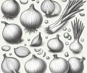 Coloriage Collection des Oignons sur la table