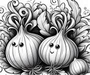 Coloriage Couple d'Oignons adorables