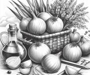 Coloriage Des Oignons dans la cuisine