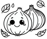 Coloriage Deux Oignons kawaii