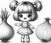 Coloriage Fille en pleurant &agrave; cause des Oignons