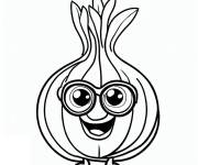 Coloriage Oignon avec des lunettes