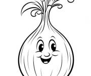 Coloriage oignon avec une bouche et des yeux