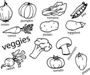 Coloriage Oignon avec une liste des l&eacute;gumes