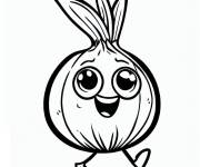 Coloriage Oignon kawaii heureuse