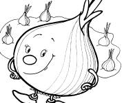 Coloriage Oignon rigolo dans le champs