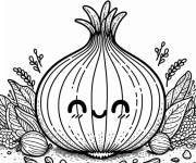 Coloriage Oignon souriante