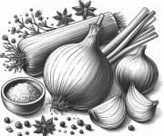 Coloriage Oignons ingr&eacute;dients de la salade