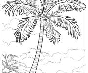 Coloriage Arbre de palmier dessin&eacute; en crayon noir