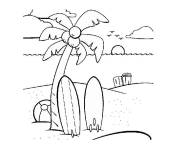 Coloriage Ballon et planche pr&eacute;s d'un palmier