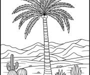 Coloriage Cactus sous le palmier