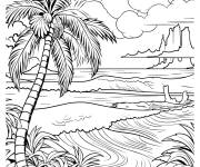 Coloriage Charme c&ocirc;tier avec palmiers