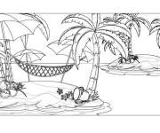 Coloriage D&eacute;penser la vacance sous le palmier