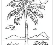 Coloriage D&eacute;sert avec arbre de palmier dans l'orient