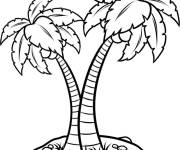 Coloriage Deux palmiers dessin&eacute;s &agrave; la main