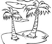 Coloriage Deux Palmiers tropicals