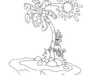 Coloriage Femme pr&eacute;s d'un Palmier