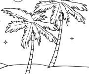 Coloriage Foret de palmiers situ&eacute;e dans le d&eacute;sert