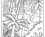 Coloriage Ile des histoires avec plusieurs palmier