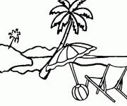 Coloriage et dessins gratuit Installer un parasols pr&eacute;s d'un palmier à imprimer