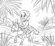 Coloriage J&eacute;sus sous le palmier