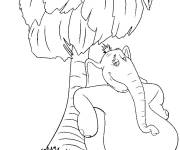 Coloriage L'&eacute;l&eacute;phant pr&eacute;s d'un palmier