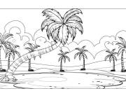Coloriage L'endroit tropicale ou on trouve des palmiers