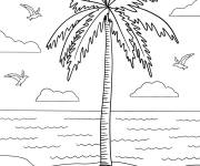 Coloriage Page de Palmier sur l'&icirc;le