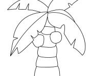 Coloriage et dessins gratuit Palmier avec cocotiers à imprimer