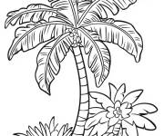 Coloriage Palmier avec des animaux exotiques