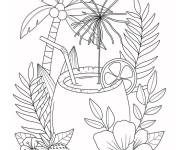 Coloriage Palmier avec tous les symboles de la vacance d'&eacute;t&eacute;
