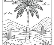 Coloriage Palmier dans le d&eacute;sert
