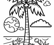 Coloriage Palmier sous une plan&egrave;te