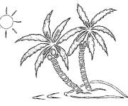 Coloriage Palmiers et soleil