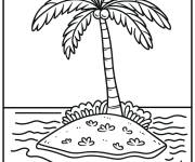 Coloriage Petit ile avec un seul arbre de palmier