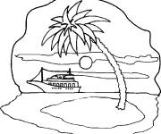 Coloriage et dessins gratuit Petite image de Palmier sur la plage à imprimer