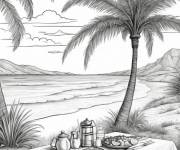Coloriage Piquenique sous le palmier