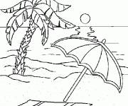 Coloriage et dessins gratuit Plage et Palmier à imprimer