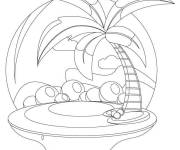 Coloriage Plusieurs cocotiers assembl&eacute;s sous le palmier