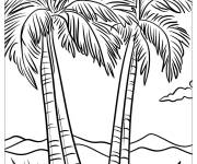 Coloriage Quatre arbre de palmier