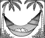 Coloriage Se profiter de la vacance sous le palmier en &eacute;t&eacute;