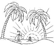 Coloriage et dessins gratuit Soleil qui brille sur les Palmiers à imprimer