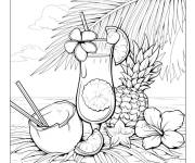 Coloriage Vert de jus sous le palmier