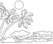 Coloriage et dessins gratuit Vue de Palmier de l'ile à imprimer